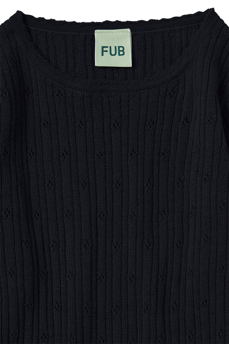 FUB - Pointelle uld bluse - Dark navy