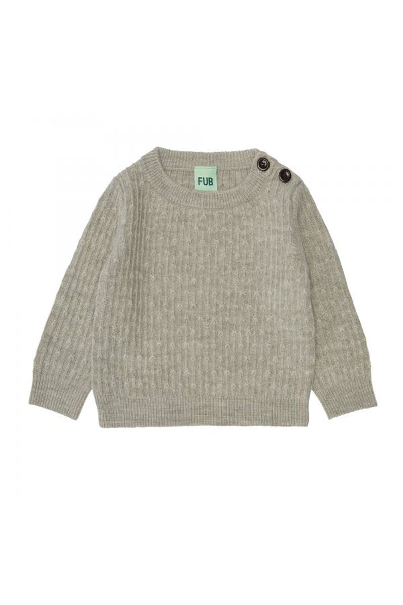 FUB - Baby crew trøje uld- Light beige melange