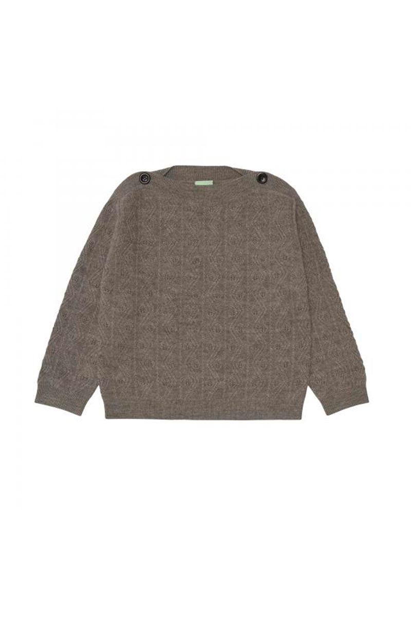 FUB - Boatneck bluse uld - Beige melange