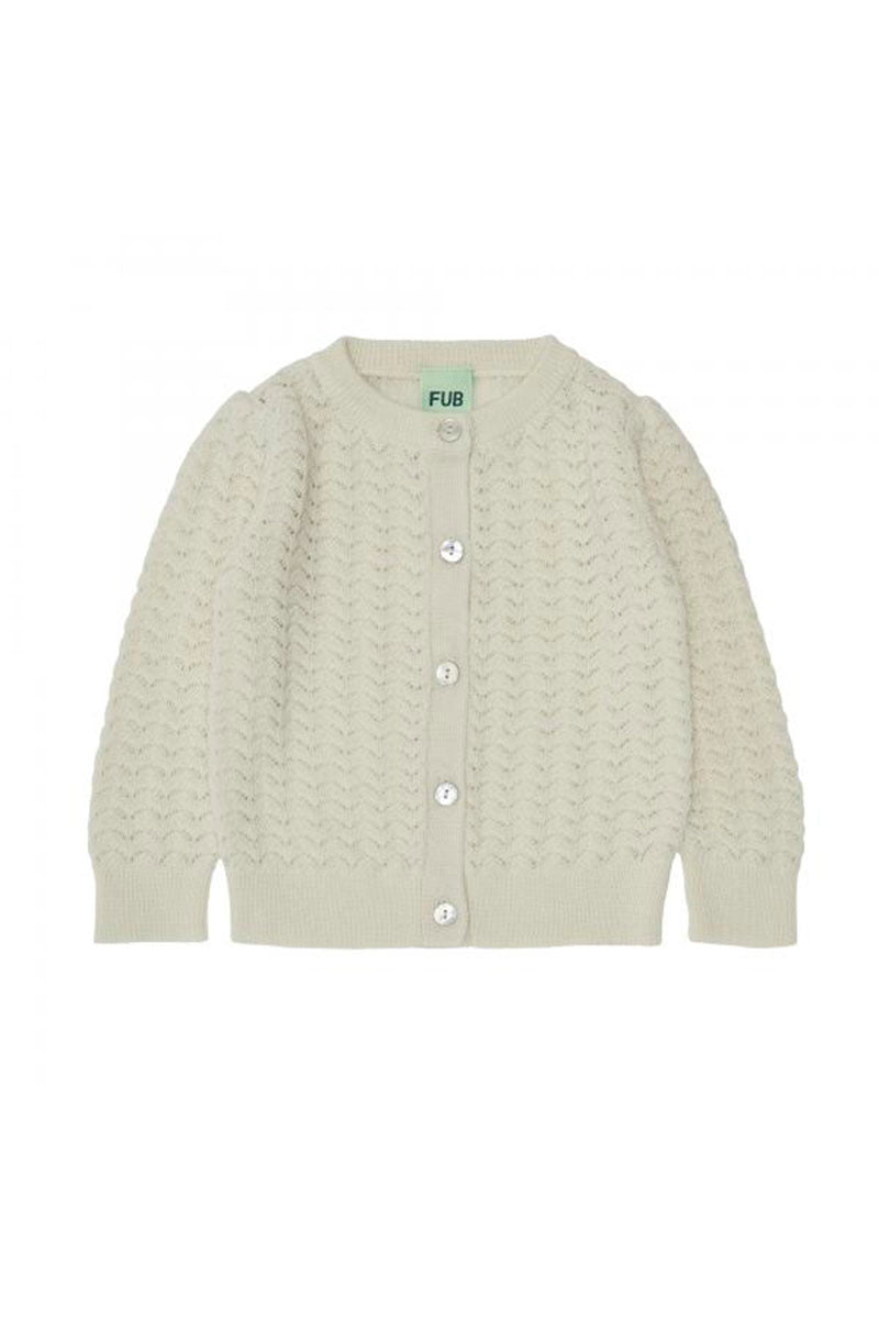 FUB - Pointelle uldcardigan - Ecru