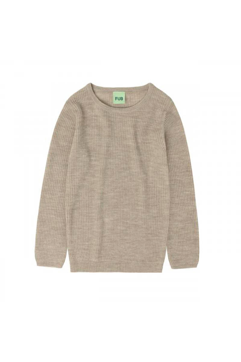 FUB - Rib bluse - Oat melange