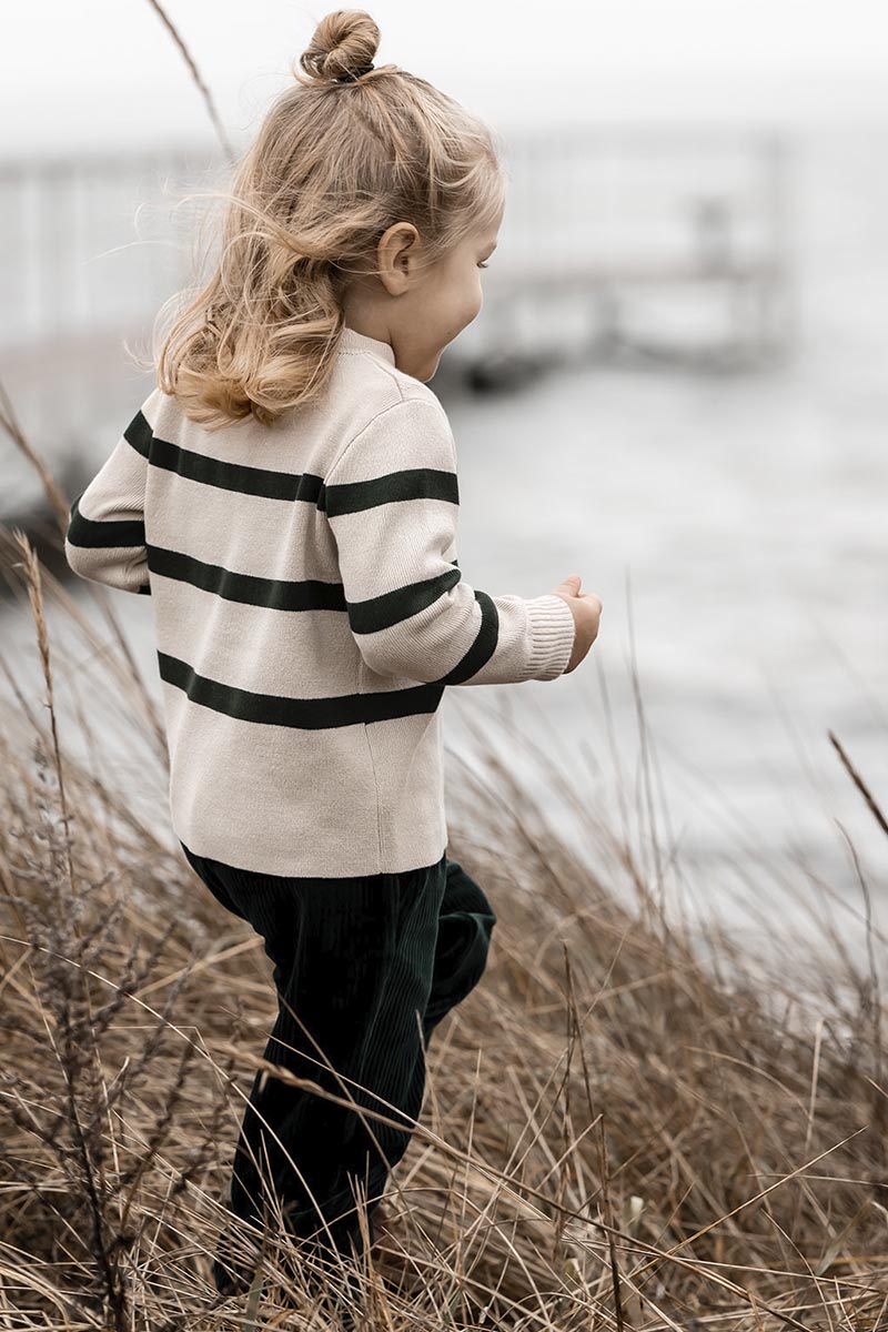 Fliink - Stripe pullover - Sandshell/pinegrove
