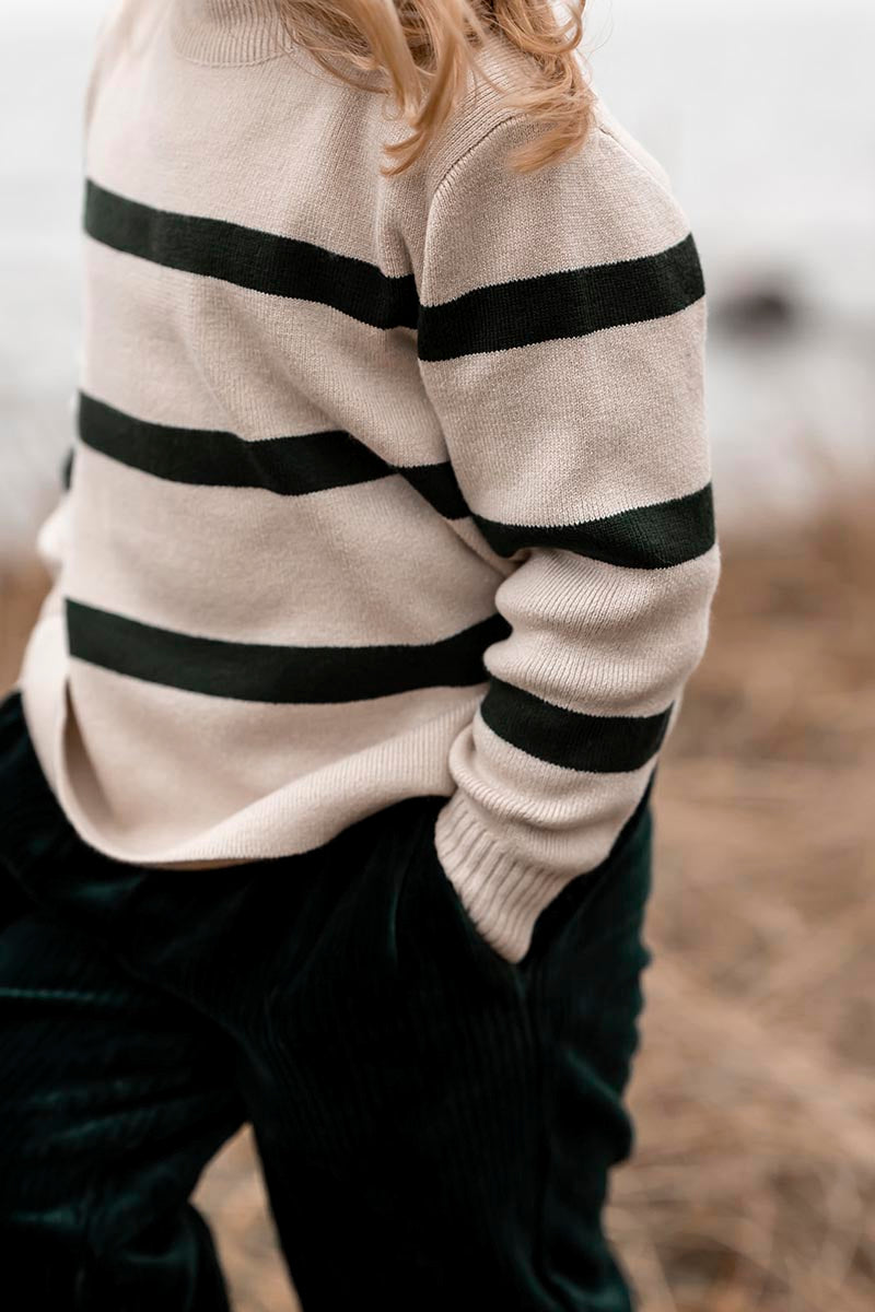 Fliink - Stripe pullover - Sandshell/pinegrove