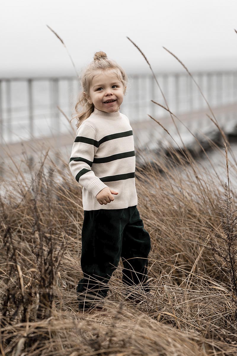 Fliink - Stripe pullover - Sandshell/pinegrove
