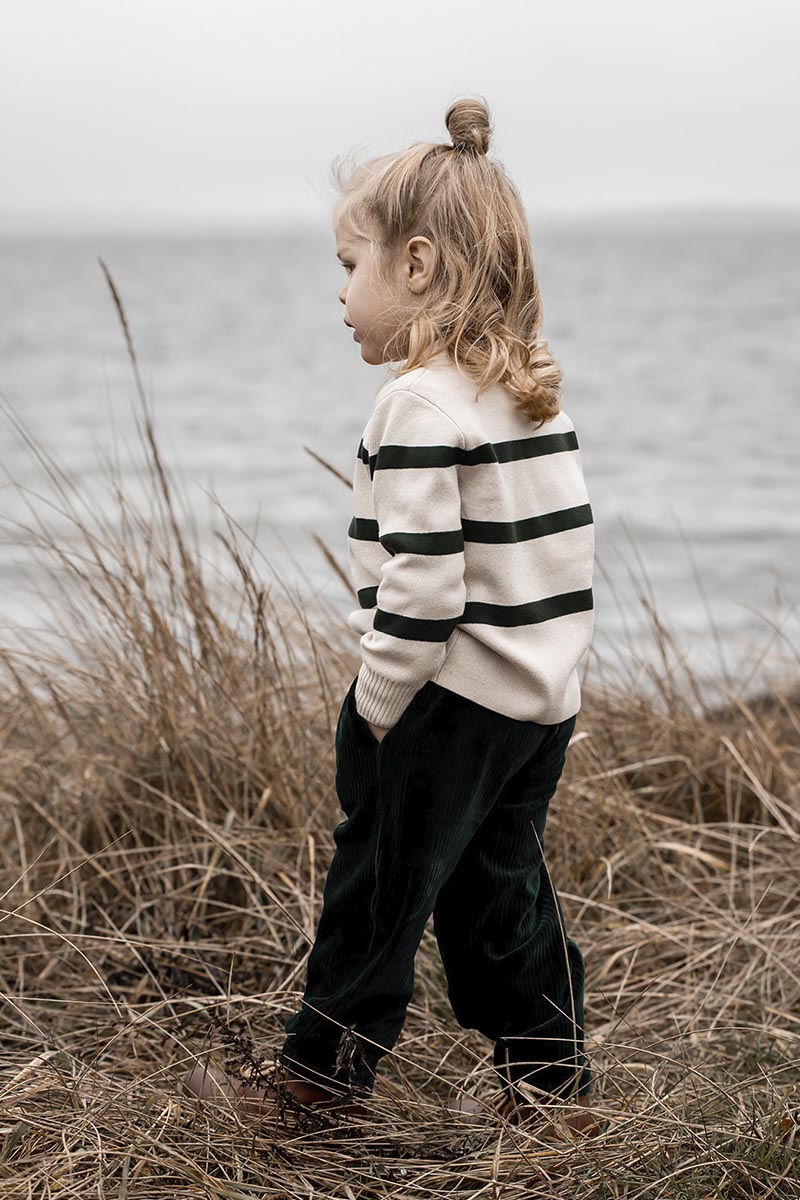Fliink - Stripe pullover - Sandshell/pinegrove
