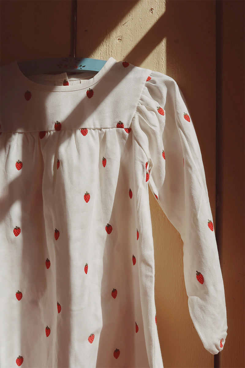 Flöss - Cora kjole - White denim berry