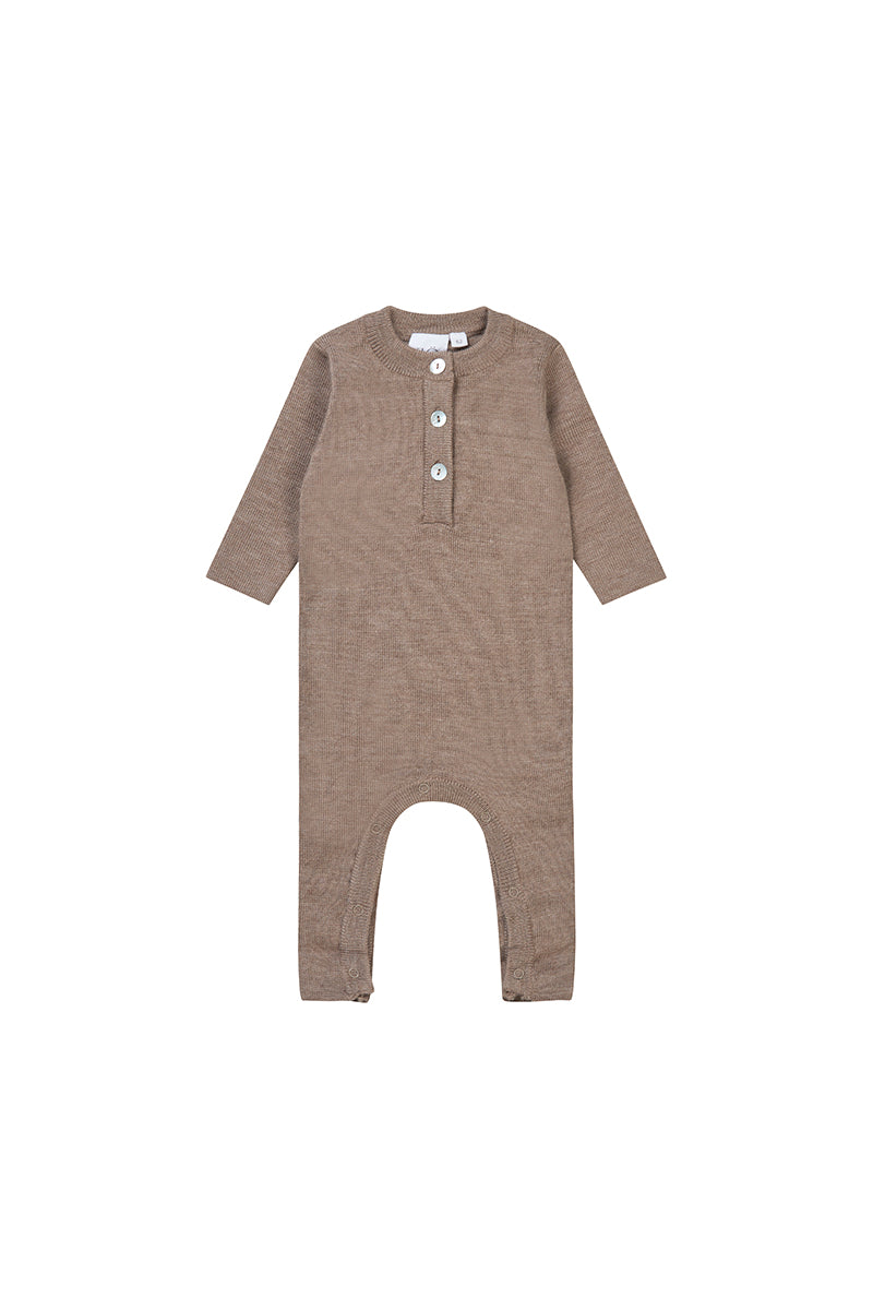 Flöss - Kaya onesie uld - Ash melange