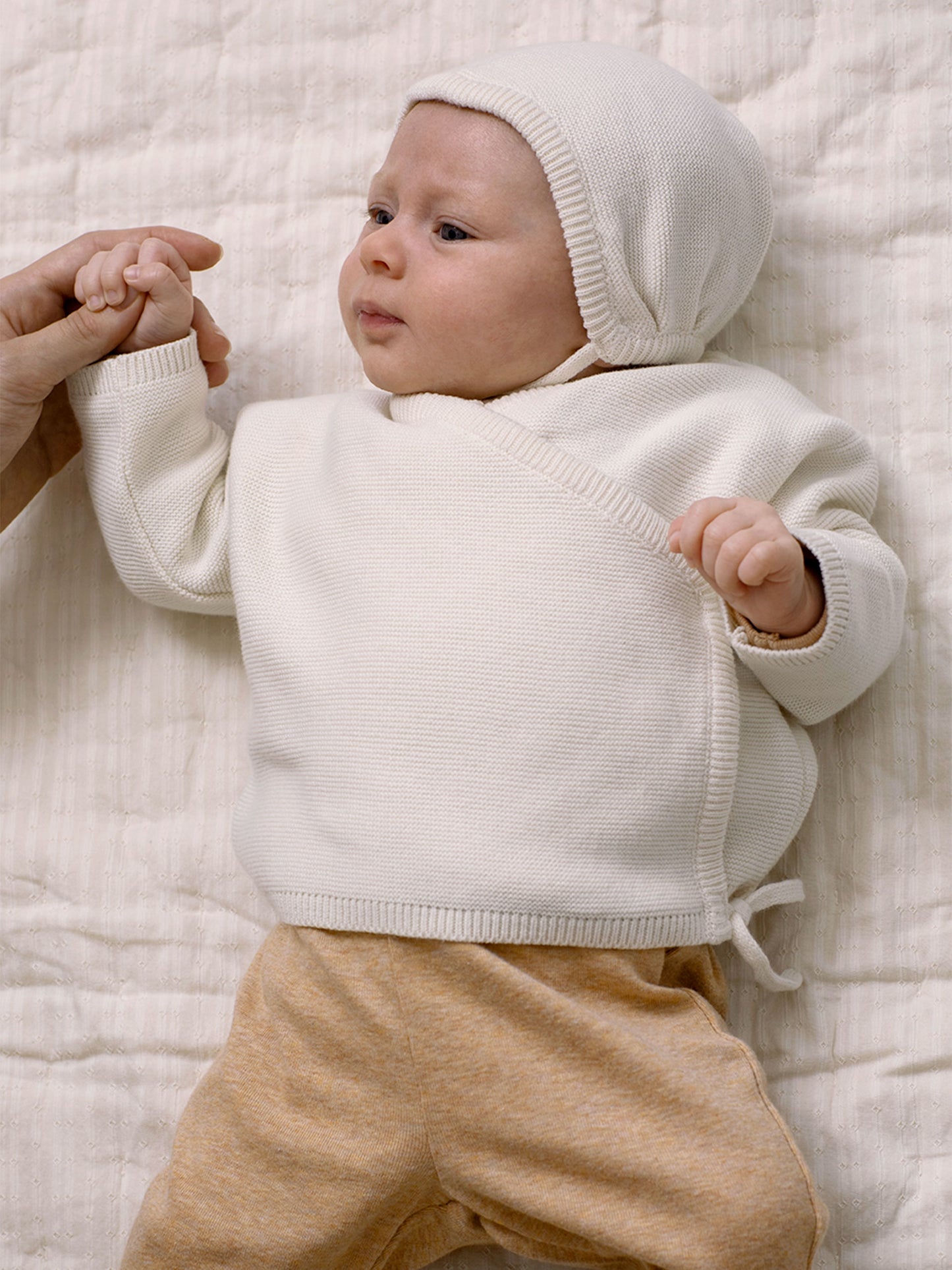 Serendipity - Newborn Cotton Wrap Jacket -Creme