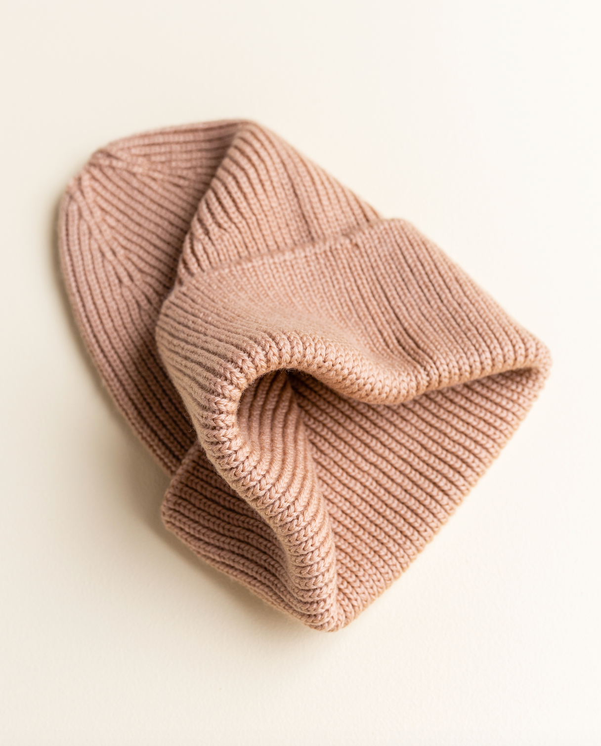 Hvid - Uld Beanie - Rose