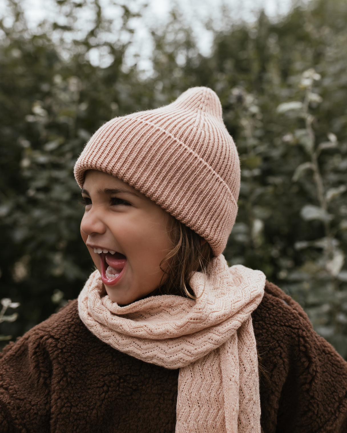 Hvid - Uld Beanie - Rose
