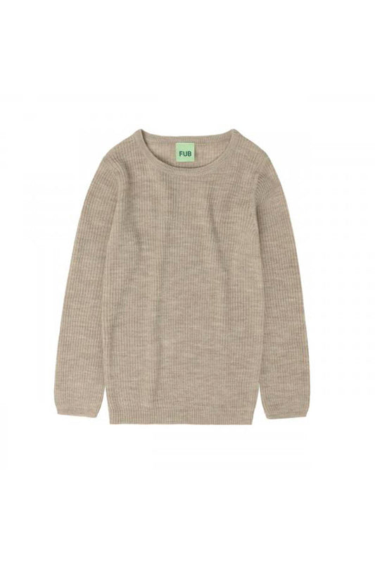 FUB - Rib bluse - Oat melange