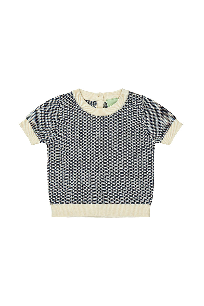 FUB - Baby two colour tee - Ecru/Dark navy