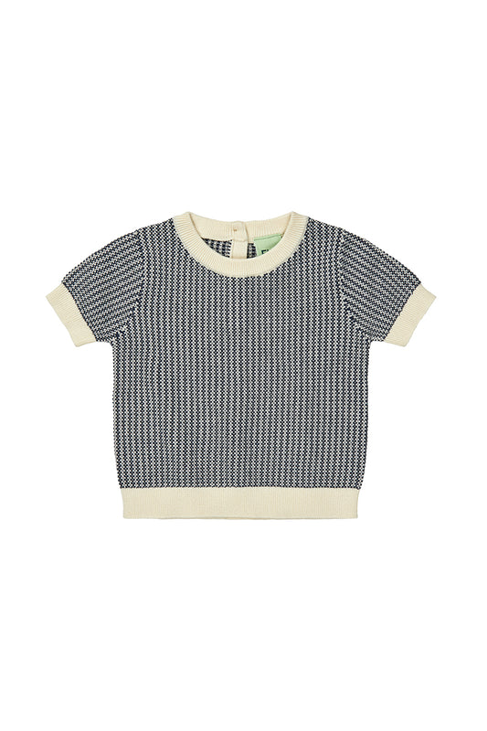 FUB - Baby two colour tee - Ecru/Dark navy