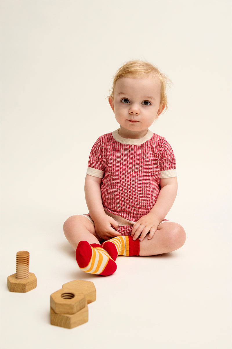 FUB - Baby two colour tee - Ecru/Dark navy