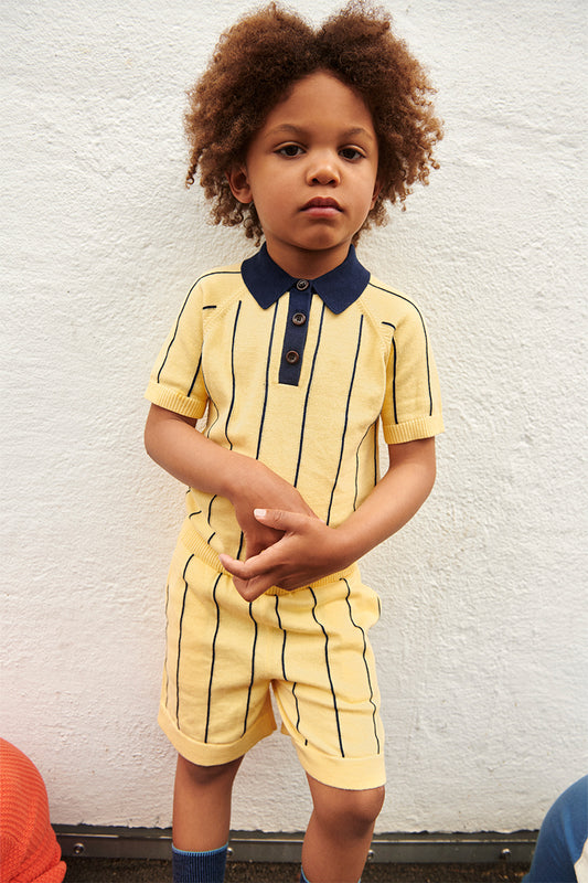 FUB - Stribet polo - Vanilla/Dark navy