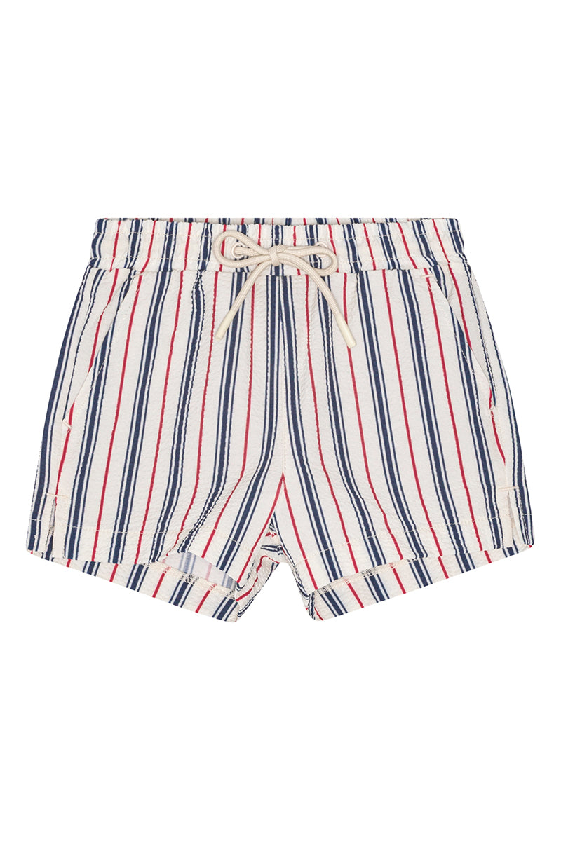 Flöss - Miles badebukser - Navy/Ruby red stripes