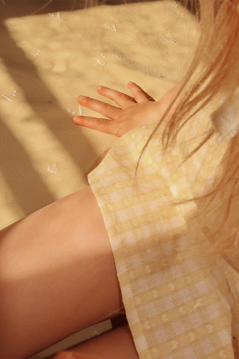 Flöss - Olivia kjole - Soft yellow/heart gingham