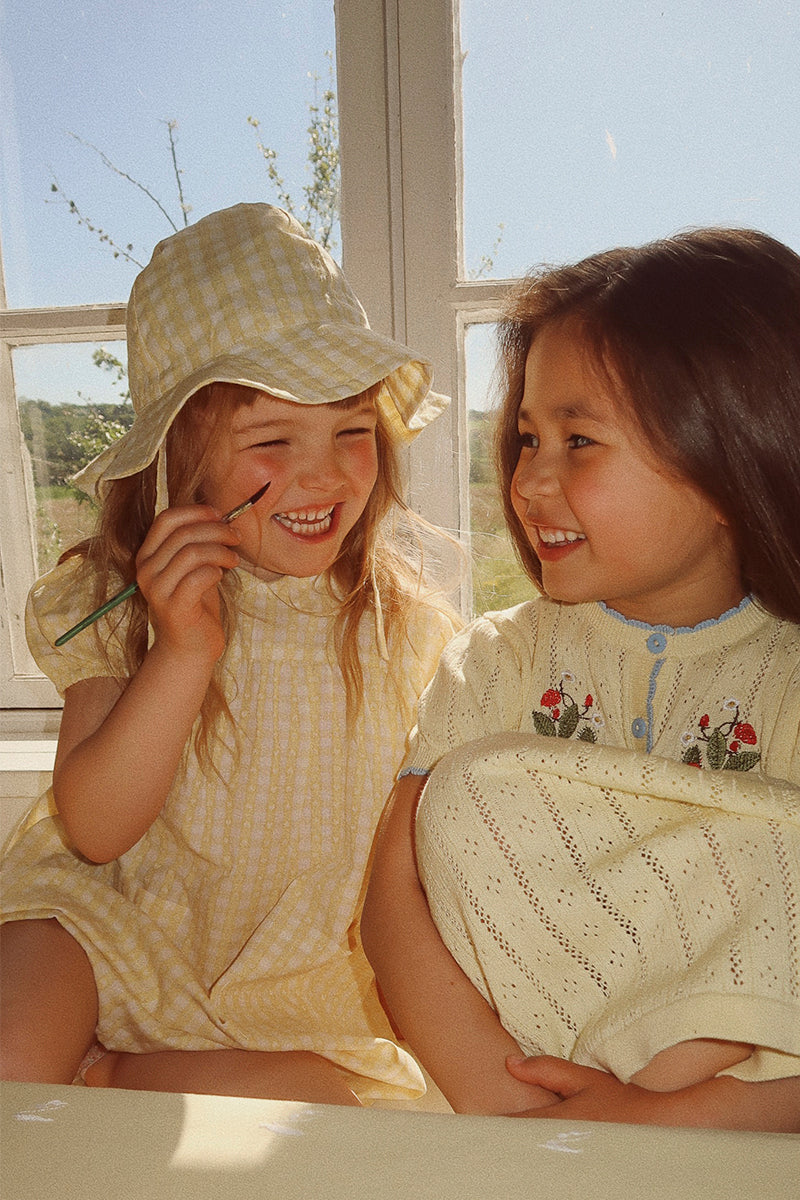 Flöss - Olivia kjole - Soft yellow/heart gingham