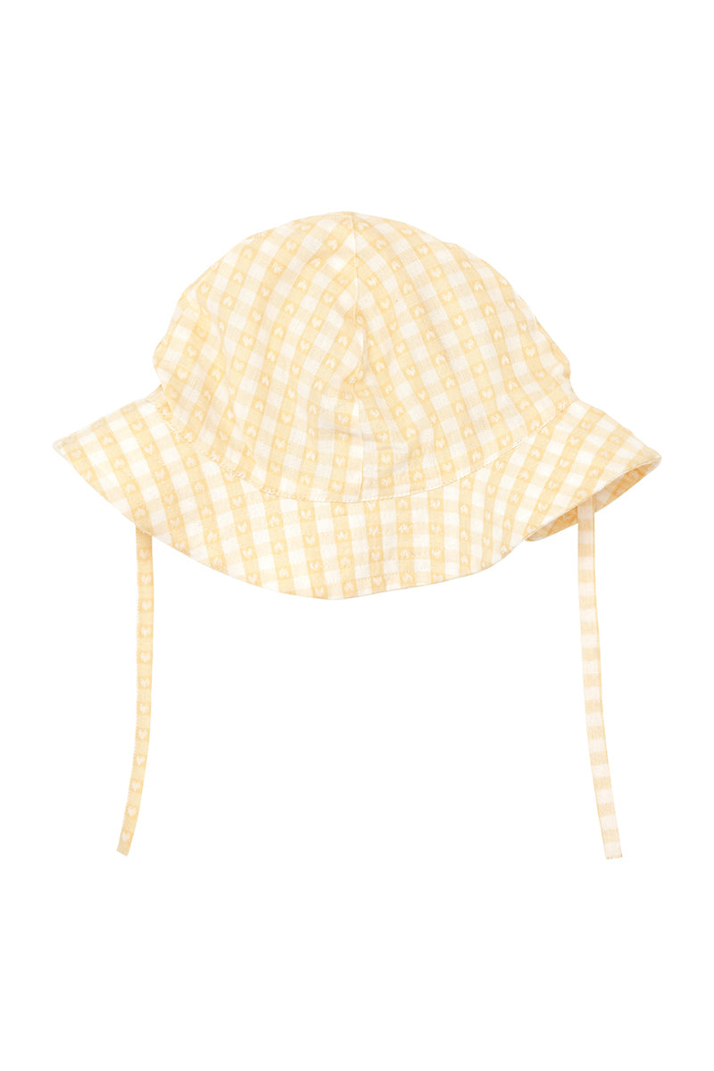 Flöss - Olivia solhat - Soft yellow/heart gingham