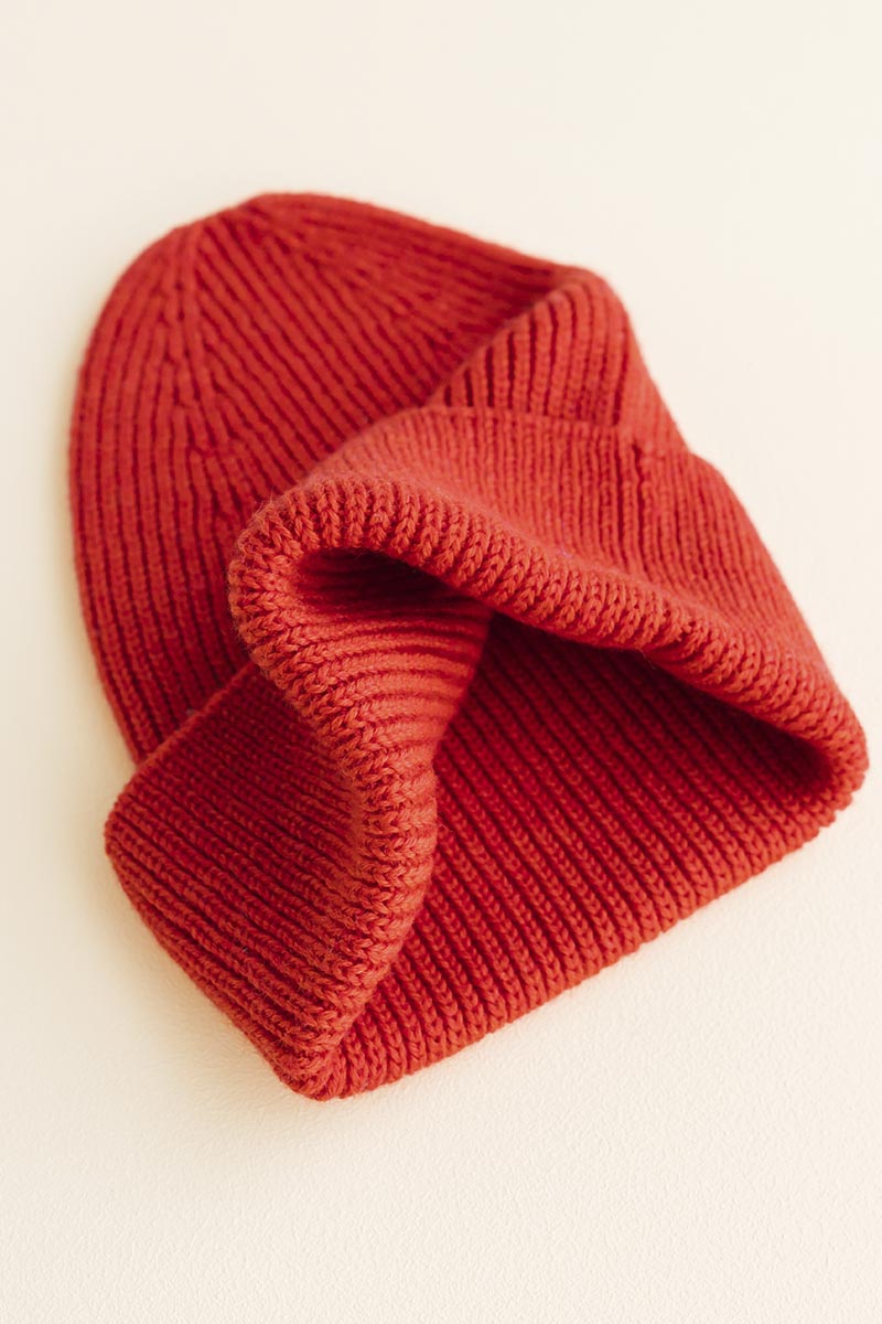 Hvid - Beanie - Rød