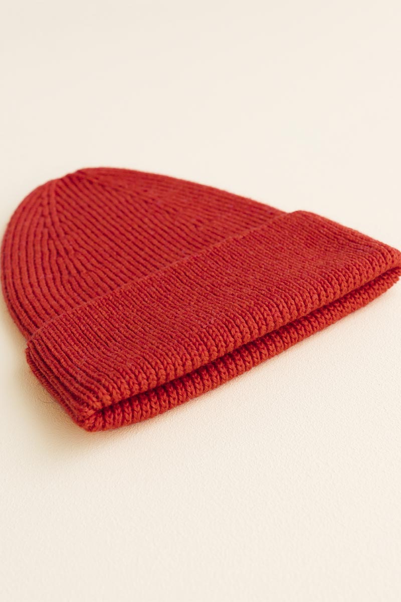 Hvid - Beanie - Rød