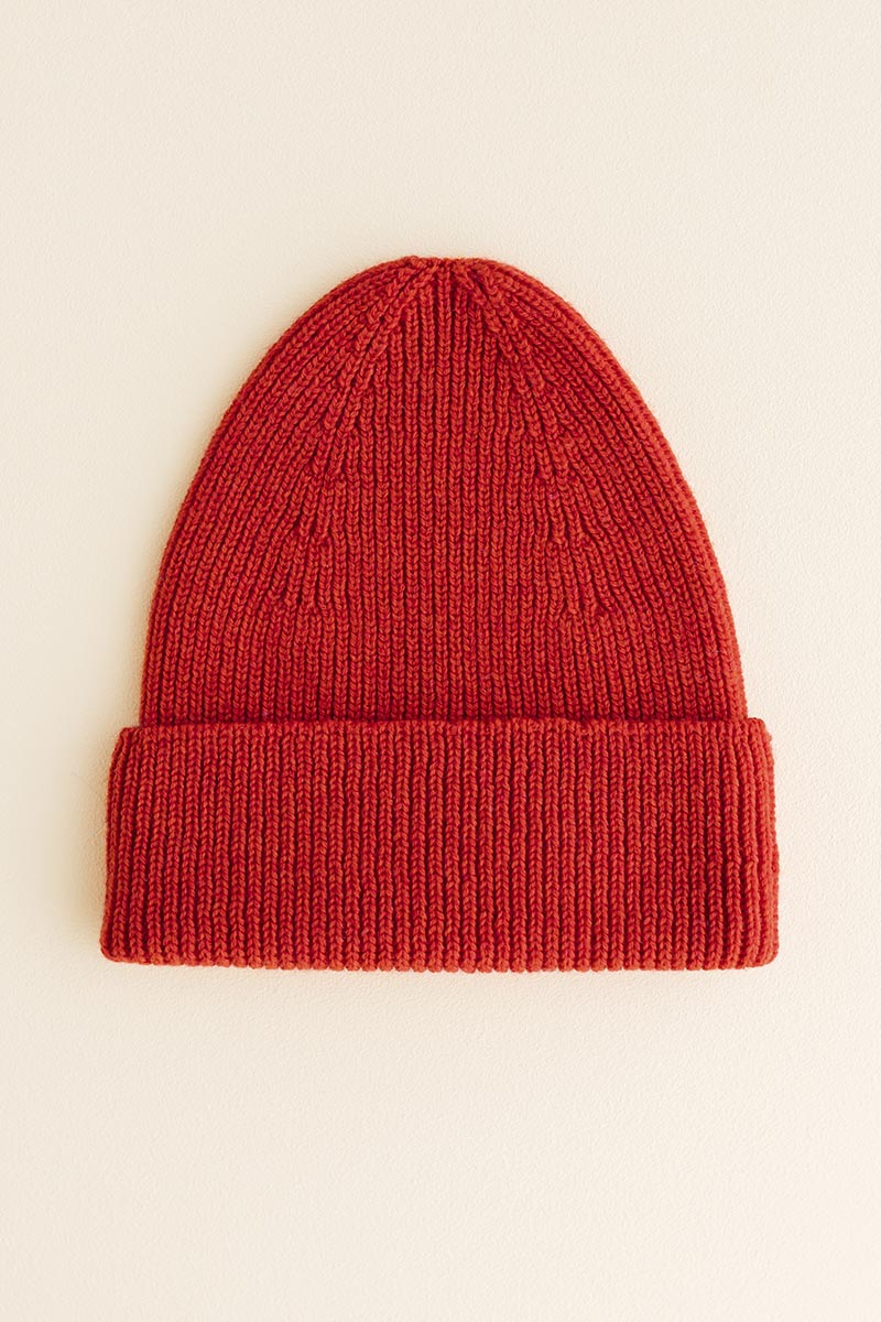 Hvid - Beanie - Rød
