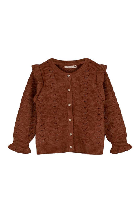 Fliink - Benna ruffle cardigan - Carob brown