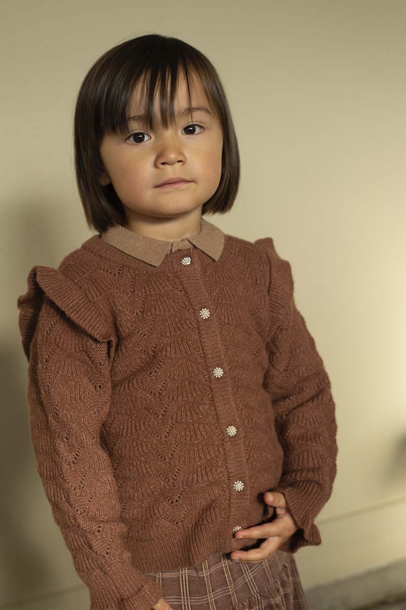 Fliink - Benna ruffle cardigan - Carob brown