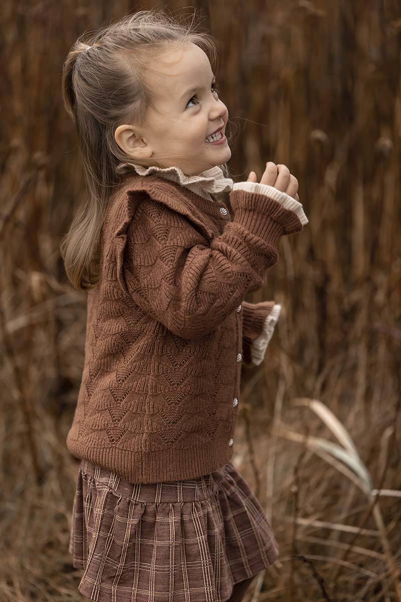 Fliink - Benna ruffle cardigan - Carob brown