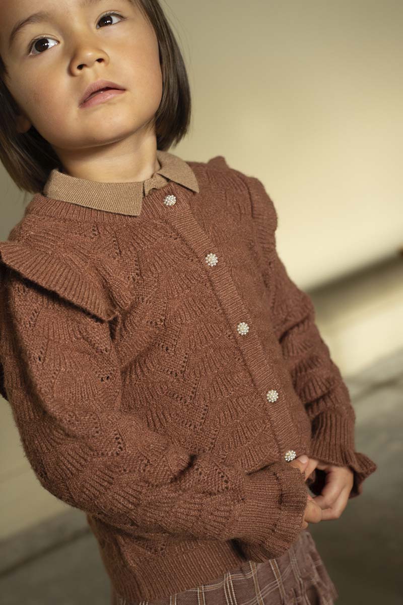 Fliink - Benna ruffle cardigan - Carob brown