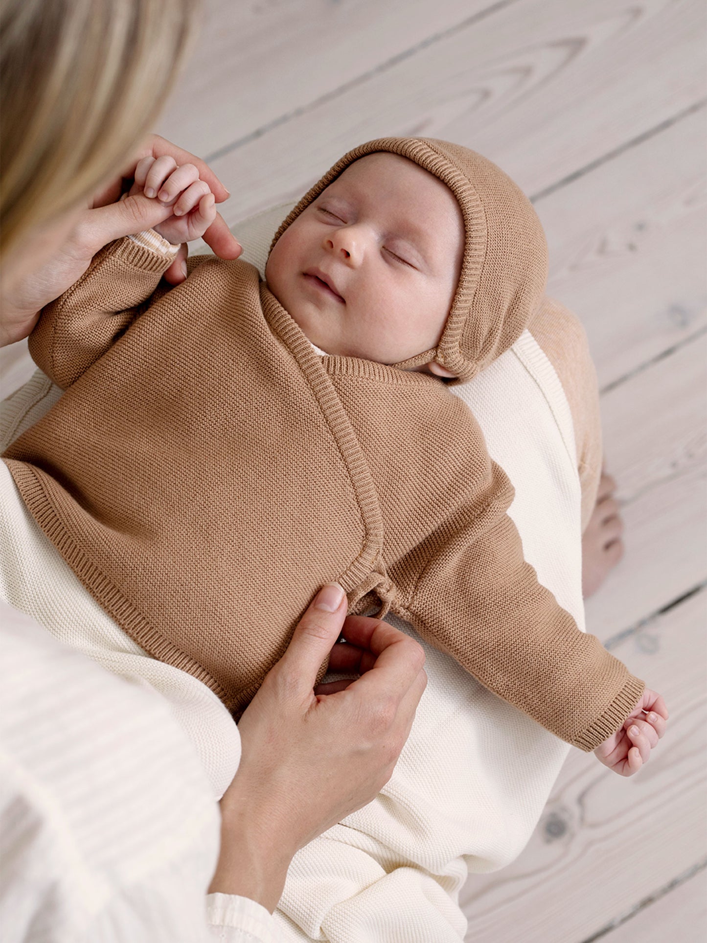Serendipity - Newborn Cotton Wrap Jacket - Tan