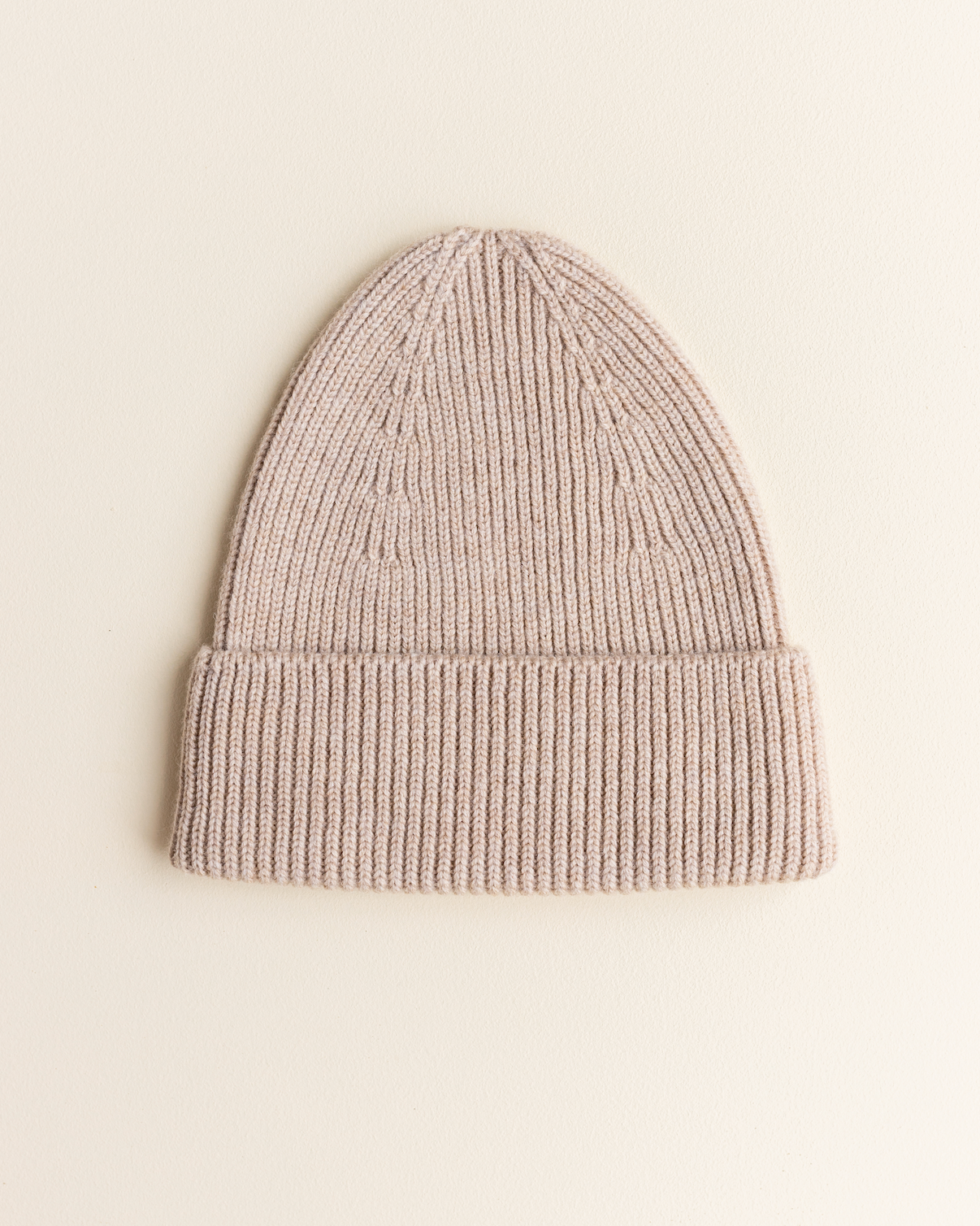 Hvid - Uld Beanie - Sand