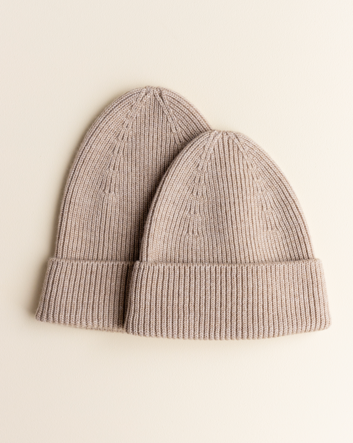 Hvid - Uld Beanie - Sand
